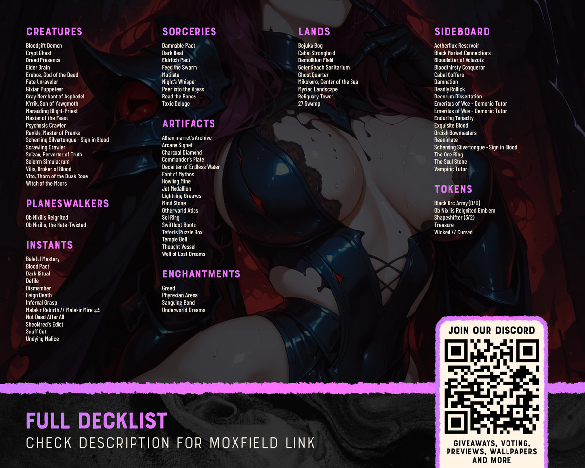 Sheoldred Apocalypse waifu Commander proxy deck, presentation 13