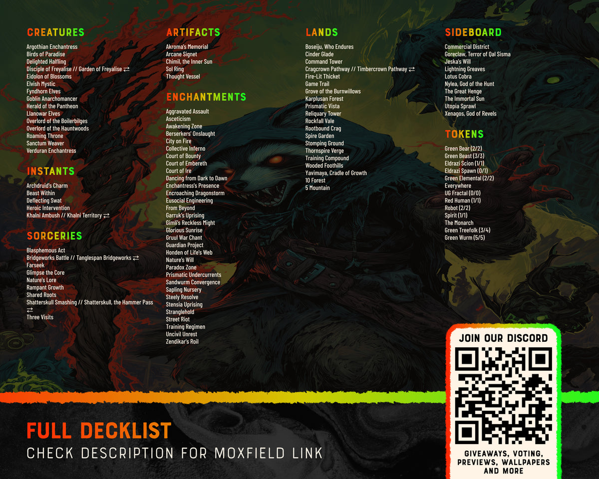 Bello Enchantments fantasy Commander proxy deck, presentation 13