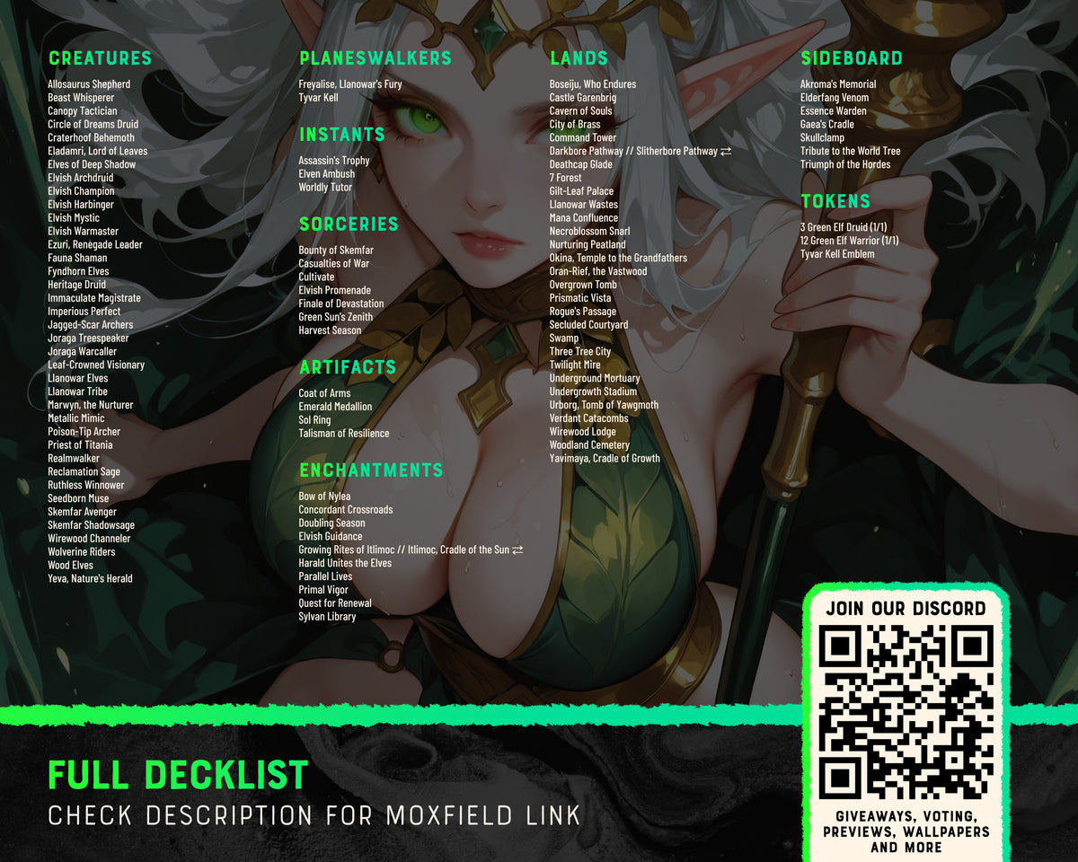 Elf Tribal waifu Commander proxy deck, presentation 13