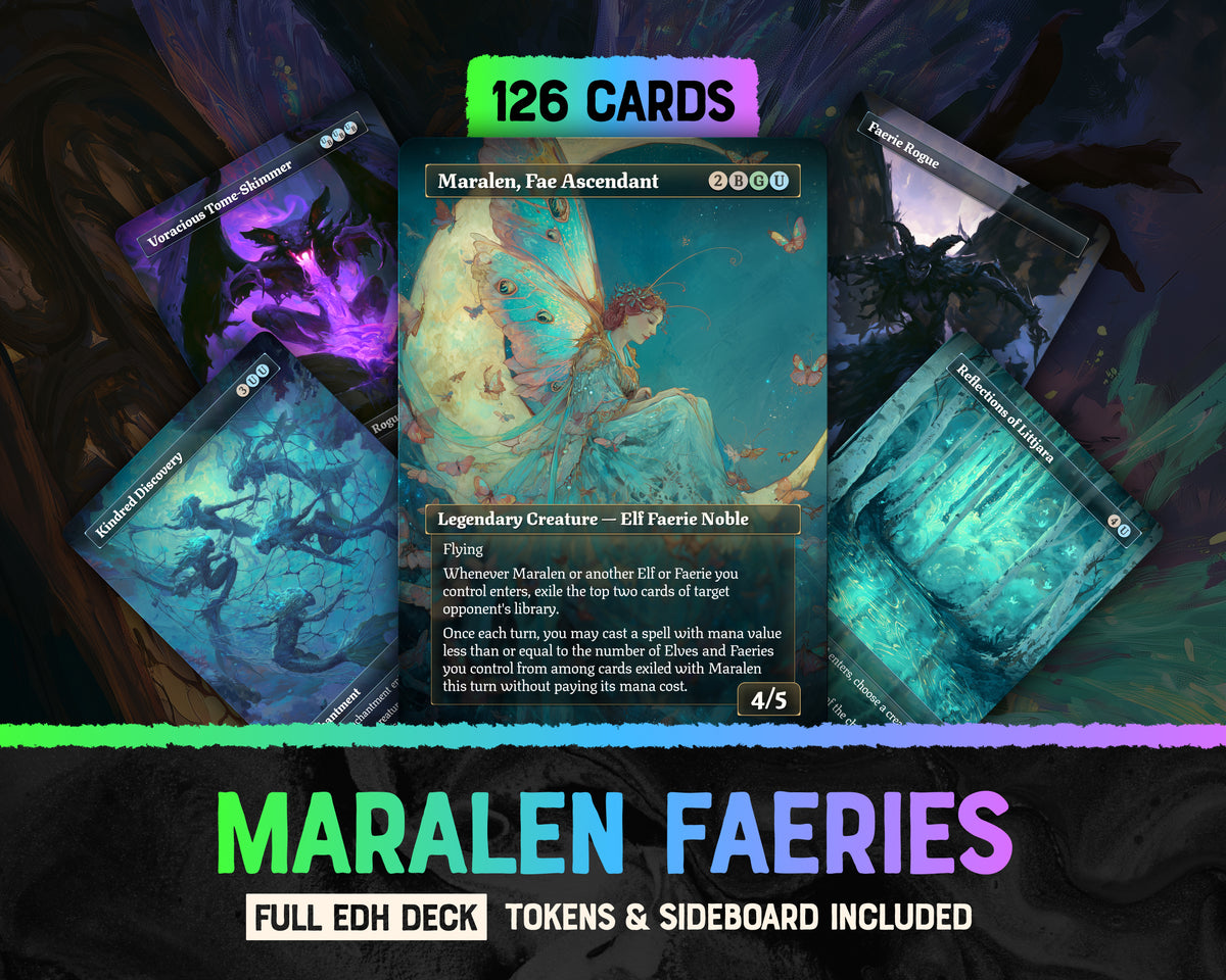 Maralen Faeries fantasy Commander proxy deck, presentation 01