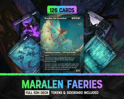 Maralen Faeries fantasy Commander proxy deck, presentation 01