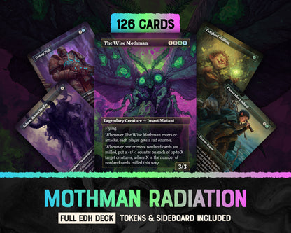 Mothman Radiation fantasy Commander proxy deck, presentation 01