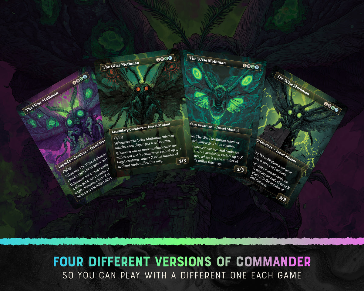 Mothman Radiation fantasy Commander proxy deck, presentation 03