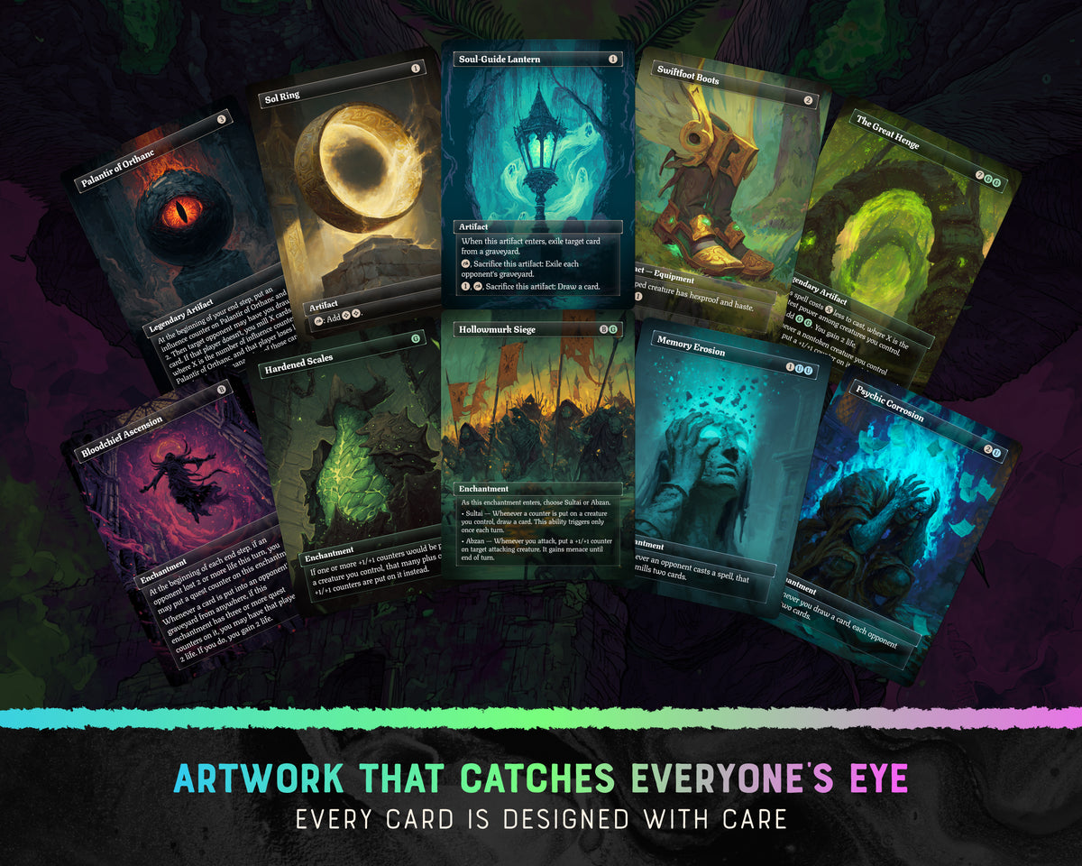 Mothman Radiation fantasy Commander proxy deck, presentation 10