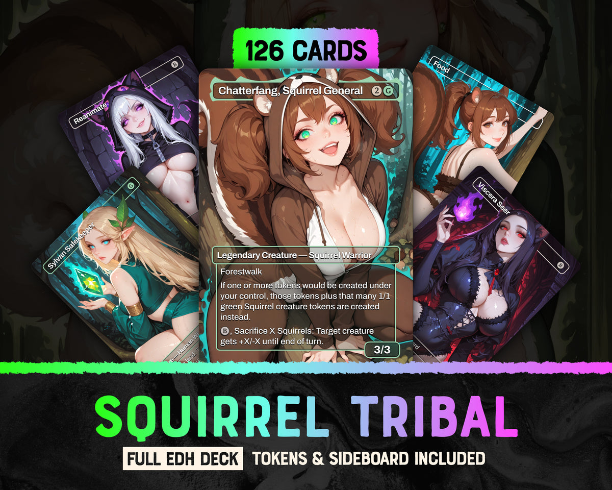 Squirrel Tribal waifu Commander proxy deck, presentation 01