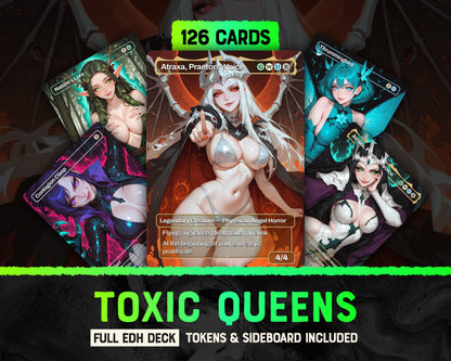 Toxic Queens Atraxa waifu Commander proxy deck, presentation 01